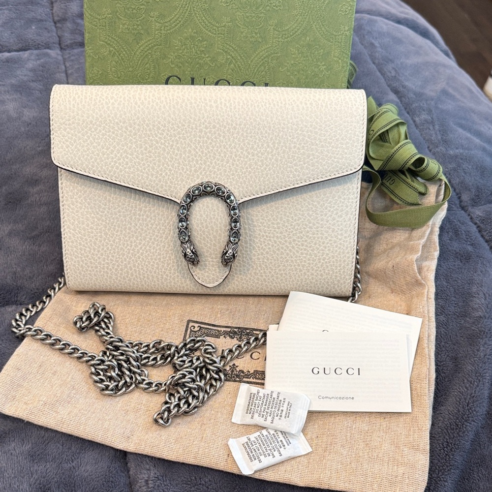 Gucci Dionysus White Leather Wallet On Chain *BRAND NEW*